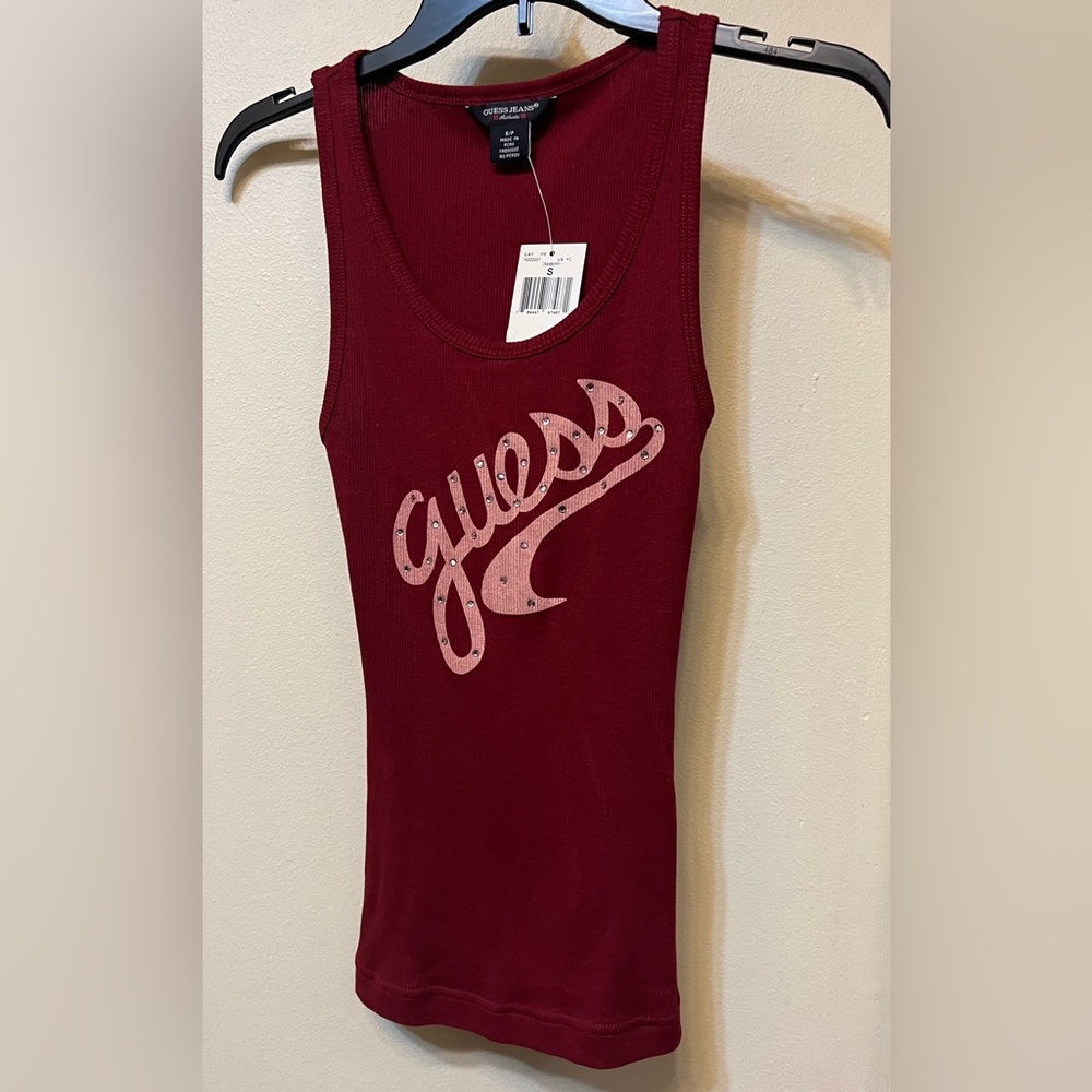 Guess Rhinestone Logo Tank Top NWT Small